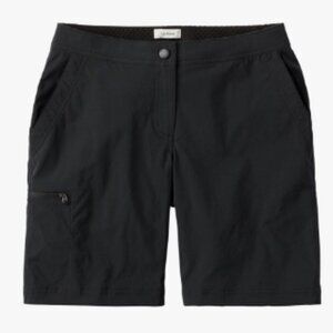 L.L. Bean Women's Black Water-Repellent Comfort Trail Shorts, Mid-Rise Size 8
